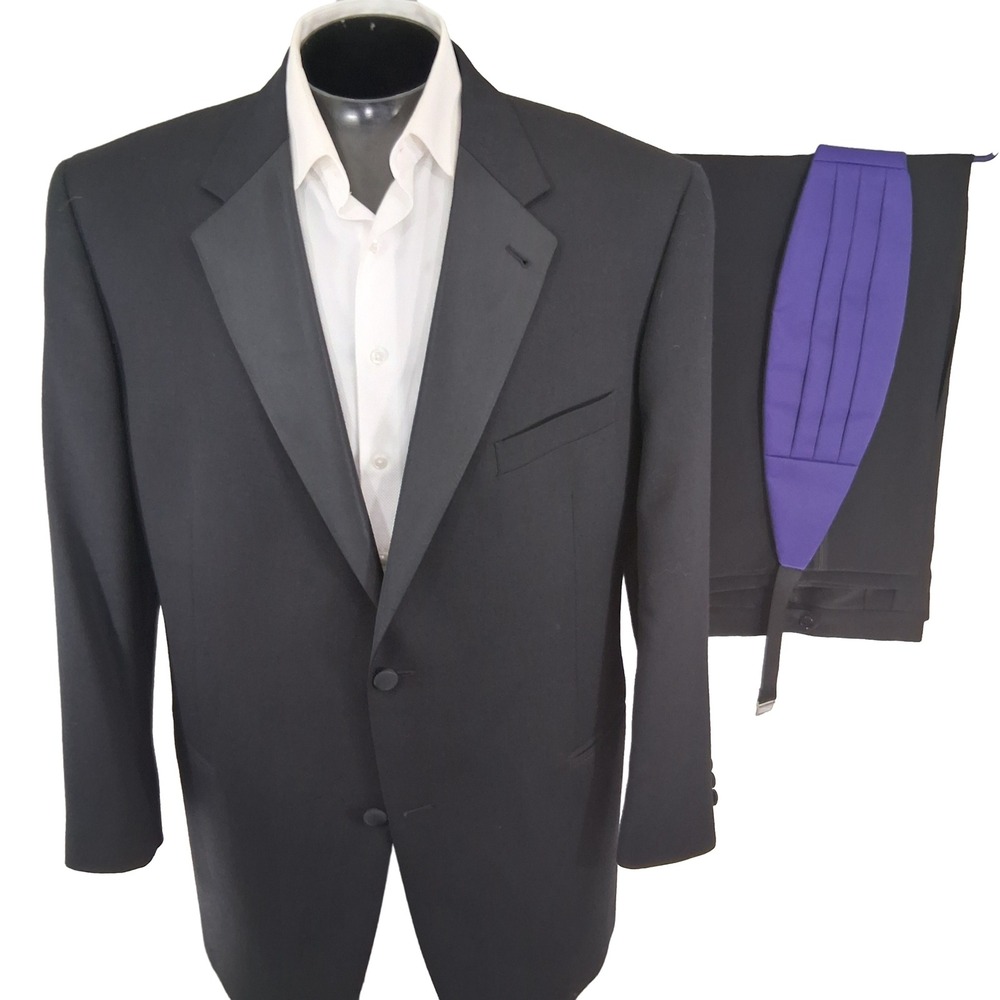 Joseph Abboud Tuxedo Suit Men 44R Black Peak Lapel Wool
